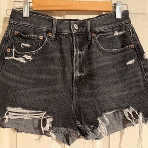 American Eagle Outfitters Black Distressed Jean Shorts